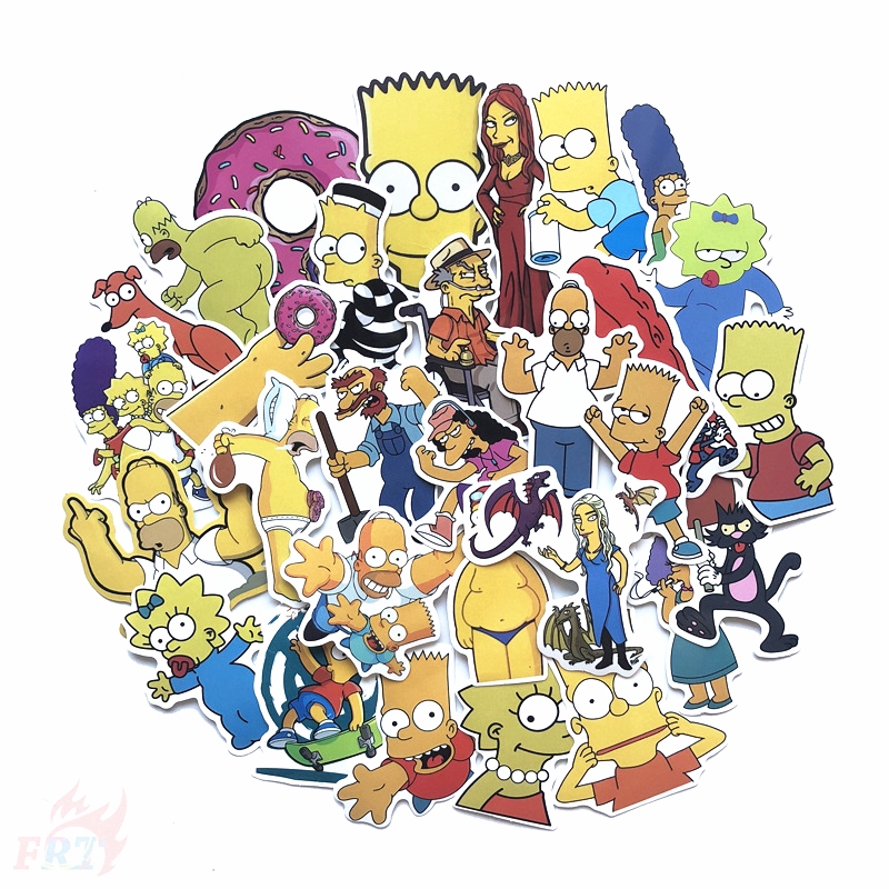 ❉ The Simpsons - Series 04 Giấy và decal dán tường ❉50Pcs/Set Cartoon DIY Mixed Laptop Skateboard Doodle Decals Stickers