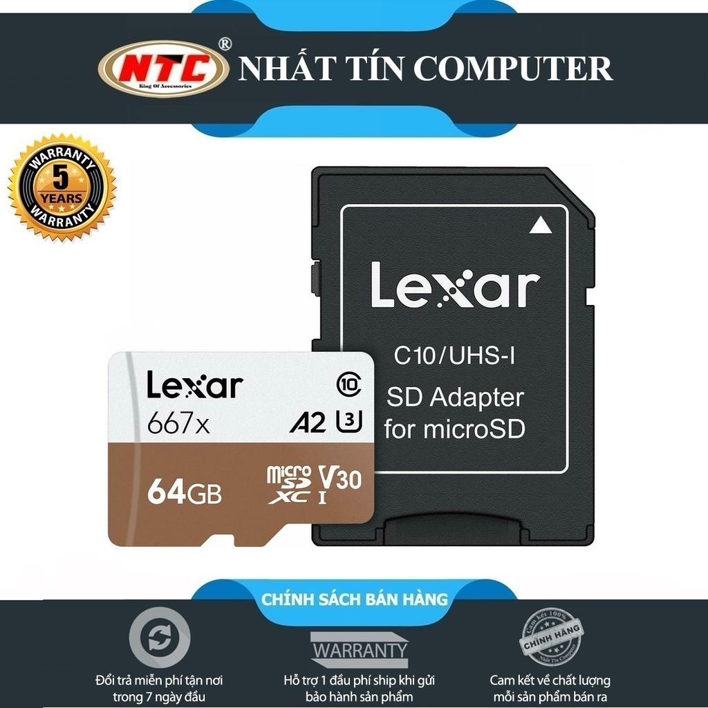 Thẻ Nhớ MicroSDXC Lexar Professional 667X V30 U3 4K A1 64GB R100MB/s W90MB/s (Vàng)