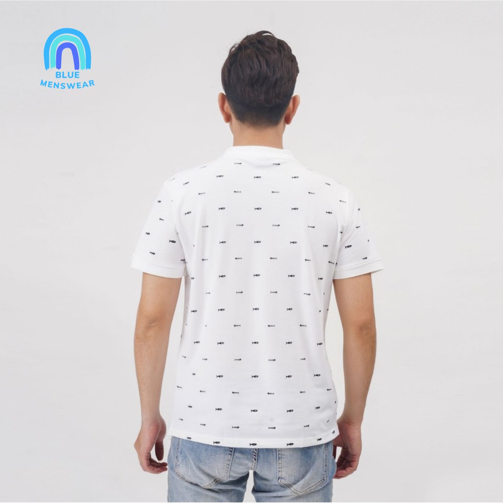 Áo thun nam có cổ tay ngắn đẹp cao cấp thời trang in hình cá cao cấp BAT08 - BLUE MENSWEAR