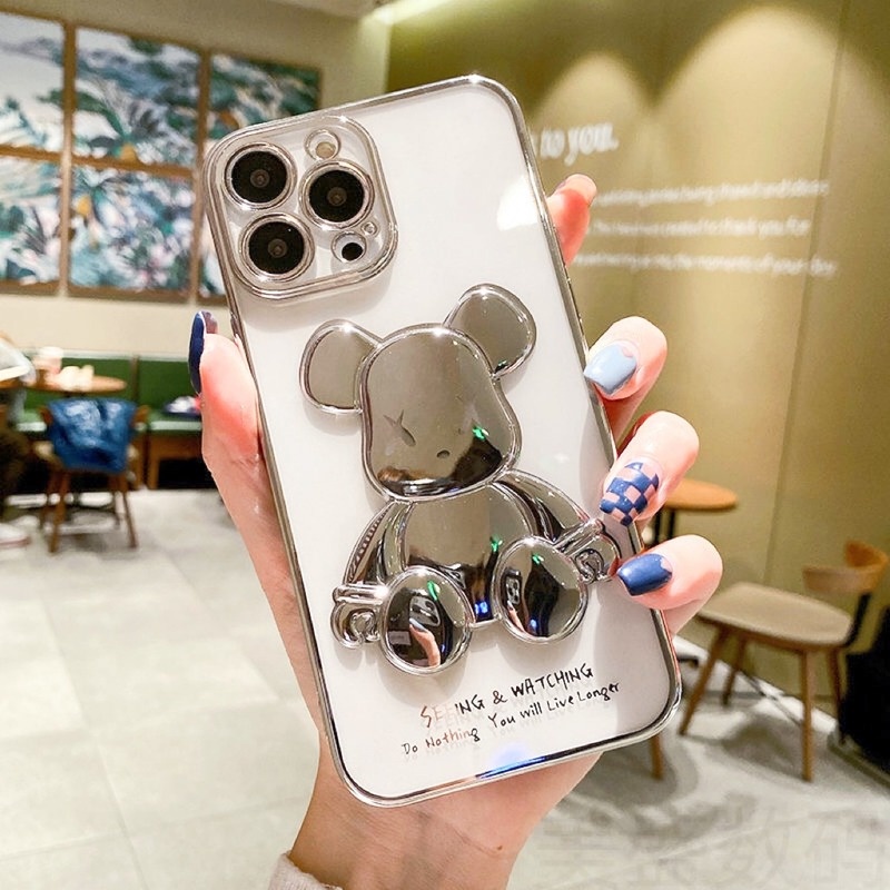 Ốp Điện Thoại Silicon Mềm Hình Gấu 3D Cho iPhone 13 12 11 Pro MAX se2020 7 8 Plus XR XS MAX