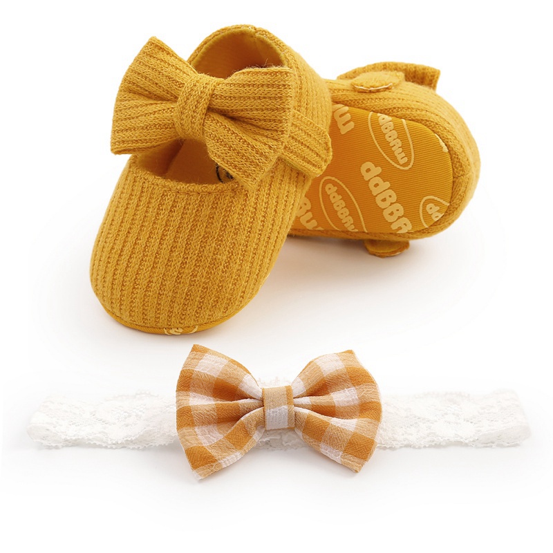 Set 2 Giày Thắt Nơ Chống Trượt Cho Bé Gái
