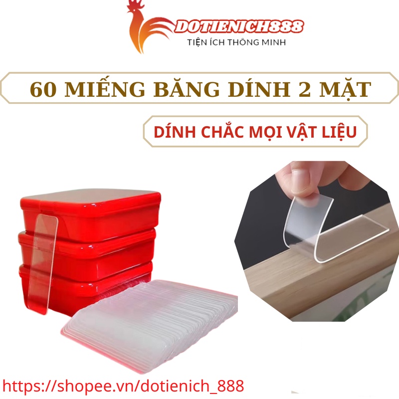 Miếng băng dính 2 mặt dán tường treo đồ siêu dính, băng keo hai mặt dán treo đồ cố định khung tranh trang trí