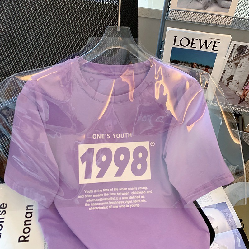 Áo Thun Nữ Ngắn Tay In Chữ Phong Cách Năng Động