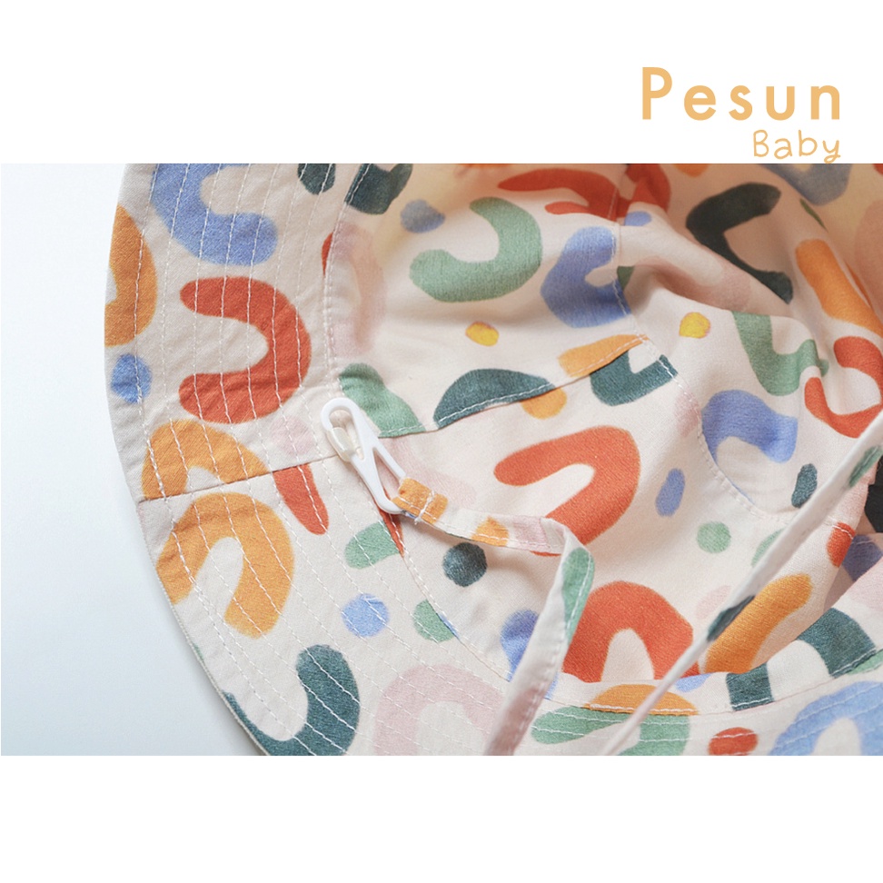 Nón Vành Thêu Chữ Cute Đội Được 2 Mặt Cho Bé