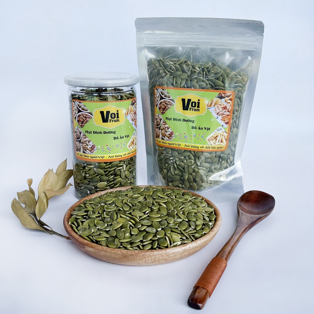 500gr Nhân hạt bí xanh tách vỏ sấy chín hoặc tươi sống VOIFARM