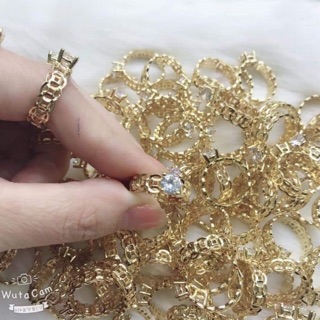 100 Nhẫn kim tiền đính đá tài lộc xi 24k
