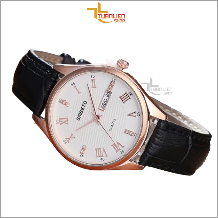 Đồng Hồ Nam Chính Hãng SMEETO, Dây Da, Có Lịch, Chống Nước Tốt, Tặng Hộp Đồng Hồ Và Pin Dự Phòng
