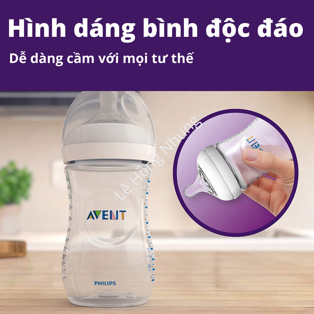 Bình Sữa Avent, Bình Avent Natural Cổ Rộng Thiết Kế Tự Vú Mẹ, Chống Sặc - 60ml, 125ml, 260ml, 330ml