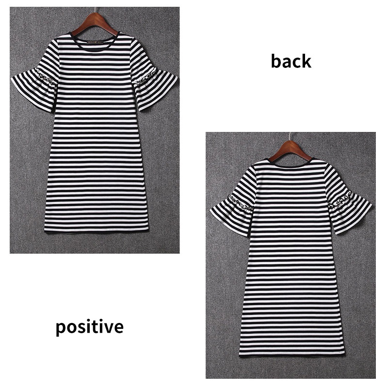 Đầm zxyouping thiết kế tay ngắn sọc ngang thoải mái và thoáng khí