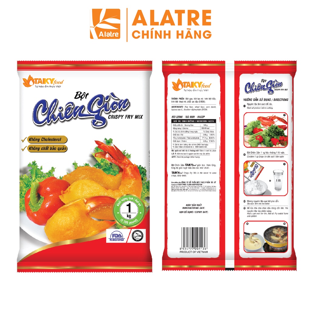 1KG Bột Chiên Giòn Đỏ TÀI KÝ - Hàng Chính Hãng, Date Mới Nhất!