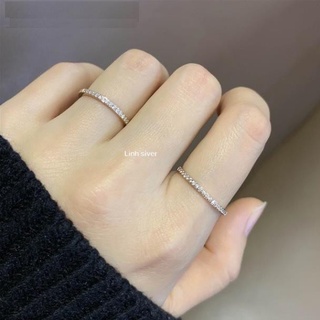 Nhẫn bạc Linh siliver, Nhẫn bạc một hàng đá xinh xắn