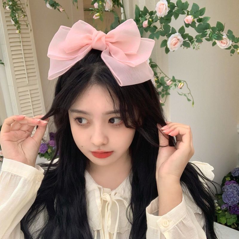 Kẹp Tóc Hình Nơ Lưng Màu Hồng Hoa Anh Đào Hàn Quốc Cho Nữ