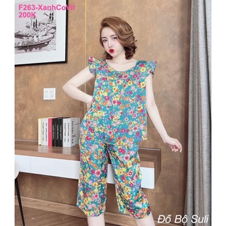 Đồ bộ lụa latin cao cấp lửng tay áo cánh tiên f263 - đồ bộ suli