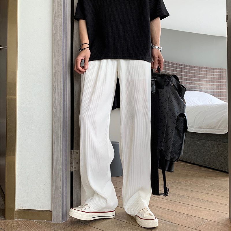 Quần Baggy Lụa Lạnh Mỏng Ống Rộng Màu Trơn Thời Trang Retro Cho Nam | BigBuy360 - bigbuy360.vn