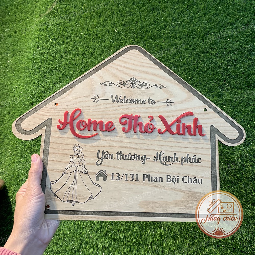 Bảng hiệu hình ngôi nhà ,Bảng gỗ shop khắc theo yêu cầu, Đa dạng mẫu mã cho khách yêu chọn lựa, khắc laze hiện đại