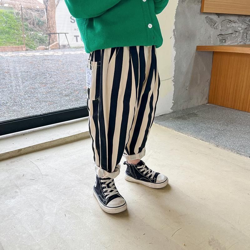 Quần Dài Ống Rộng  Kẻ Sọc Phong Cách Hàn Quốc Cho Bé Trai bé gái