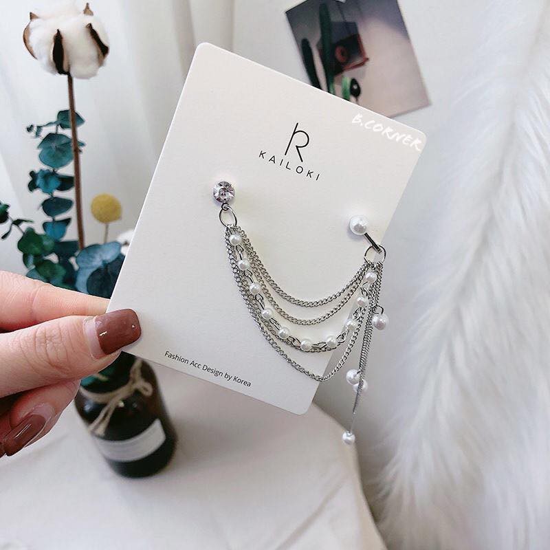 Bông Tai Dây Hạt Trắng - TS1155