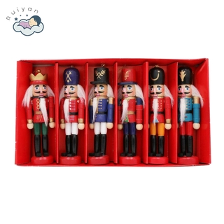 Set 6 tượng gỗ hình chú lính trang trí giáng sinh độc đáo