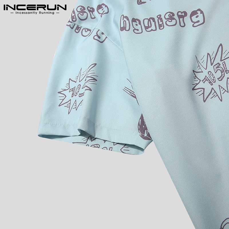 Áo Sơ Mi INCERUN Tay Ngắn In Họa Tiết Cá Tính Thời Trang Cho Nam | BigBuy360 - bigbuy360.vn