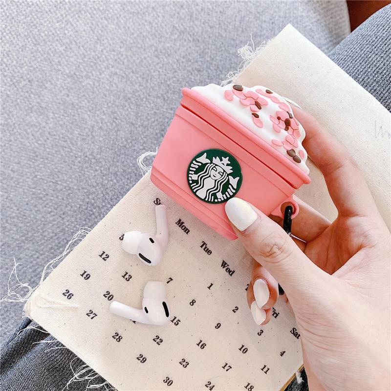 Vỏ Bảo Vệ Hộp Sạc Tai Nghe airpods 1 2 Pro Apple iPhone Bằng Silicon Họa Tiết Starbucks Ốp