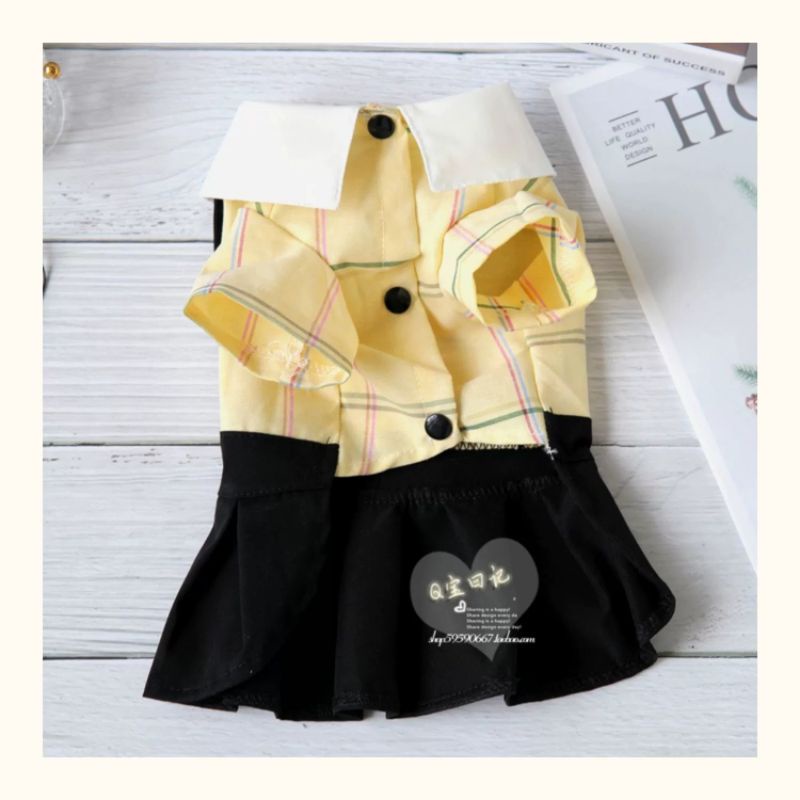 Áo Váy Cho Chó Mèo Thú Cưng Đính Nơ Kiểu Áo Yếm Dễ Thương Lịch Sự