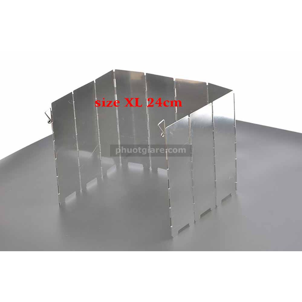 Tấm Chắn Gió 10 miếng size XL 24cm gấp gọn dùng cho bếp gas và bếp cồn cắm trại du lịch dã ngoai