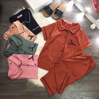Set bộ pijama cộc tay quần lửng lụa