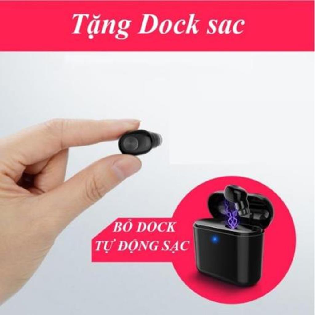 Tai nghe Bluetooth mini tặng dock sạc pin cực trâu In-Ear ,giá rẻ Dung Lượng Khủng Sạc Luôn Cho Thiết Bị Di Động -dc3518