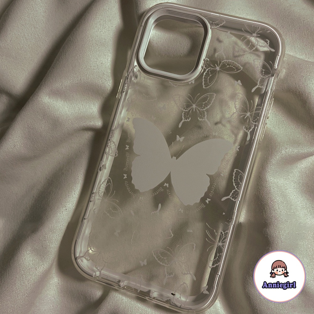 Ốp điện thoại tpu mềm trong suốt họa tiết hình bướm viền đen 3 trong 1 dành cho IPhone 14 13 12 11 Pro Max XR 7 Plus