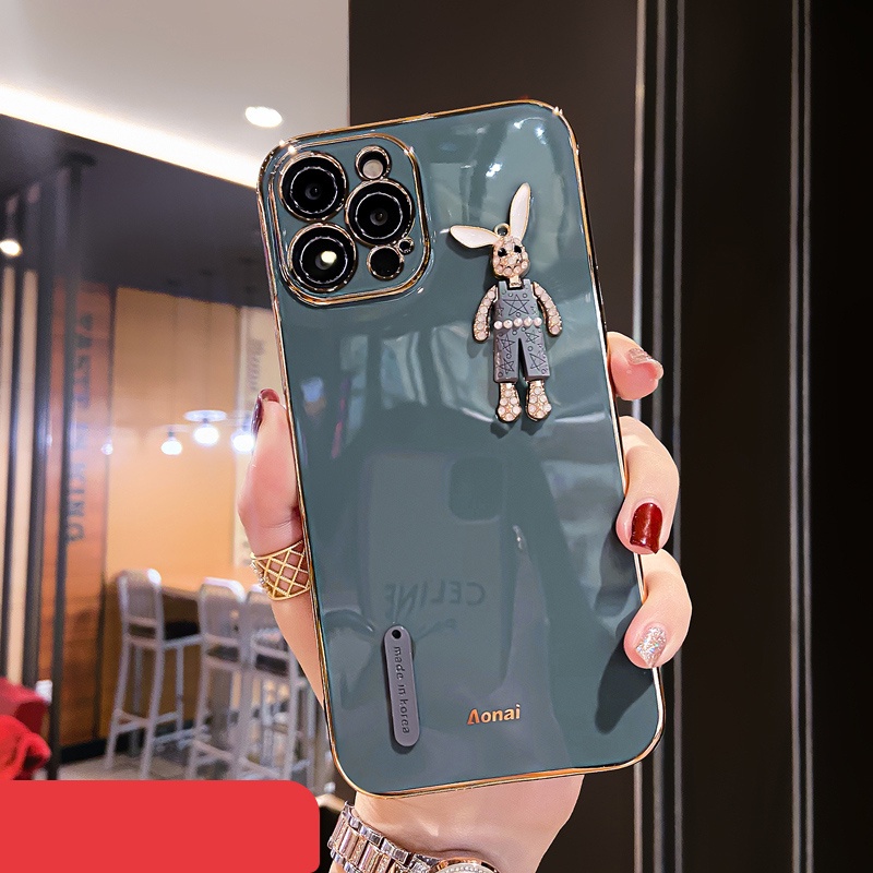 Tide Brand 6D Rubik's Cube Electroplating Water Brick Little White Rabbit Phone Case IPhone 13 13Pro 13Promax 12 12Pro 12Pro 11 11Pro 11Promax XSmax X XS XR 8 7Plus