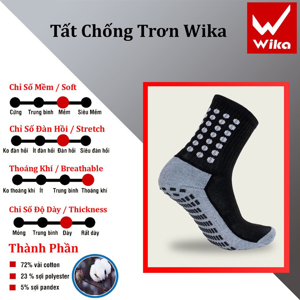 Tất chống trơn, vớ đá bóng WIKA Chính hãng [5 màu Hot]