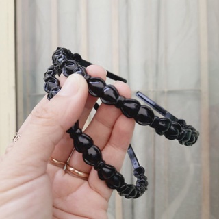 Combo 2 cái Bờm cài tóc nơ màu đen bóng dễ thương