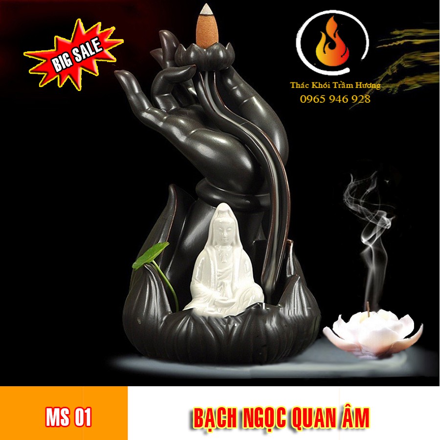 Thác Khói Trầm Hương Quan Âm Bồ Tát - Ms01 [Tặng bông sen đá trắng] | BigBuy360 - bigbuy360.vn