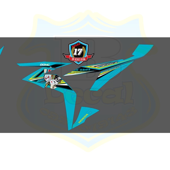 ( Quí khách vui lòng mang ra tiệm cho thợ dán ) Tem winner  thỏ cầm phuộc