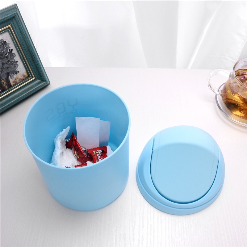 Thùng Rác Mini YBS Để Bàn Văn Phòng Có Nắp Đậy Tiện Lợi