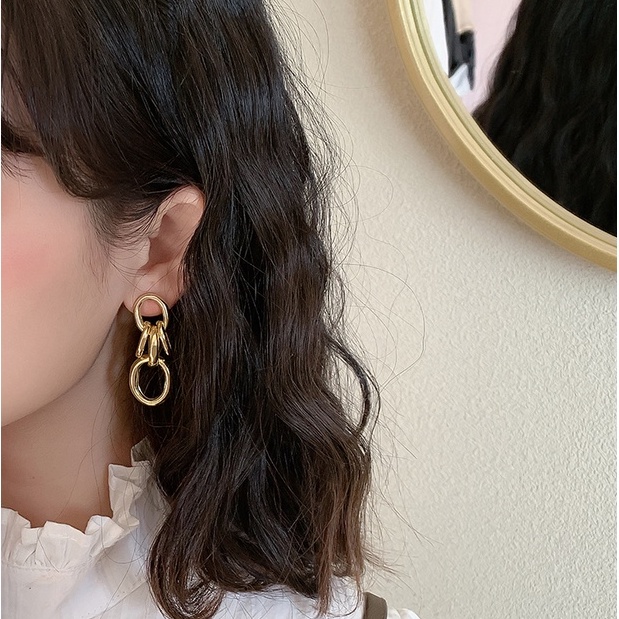 Bông tai mạ vàng hình vuông thời trang