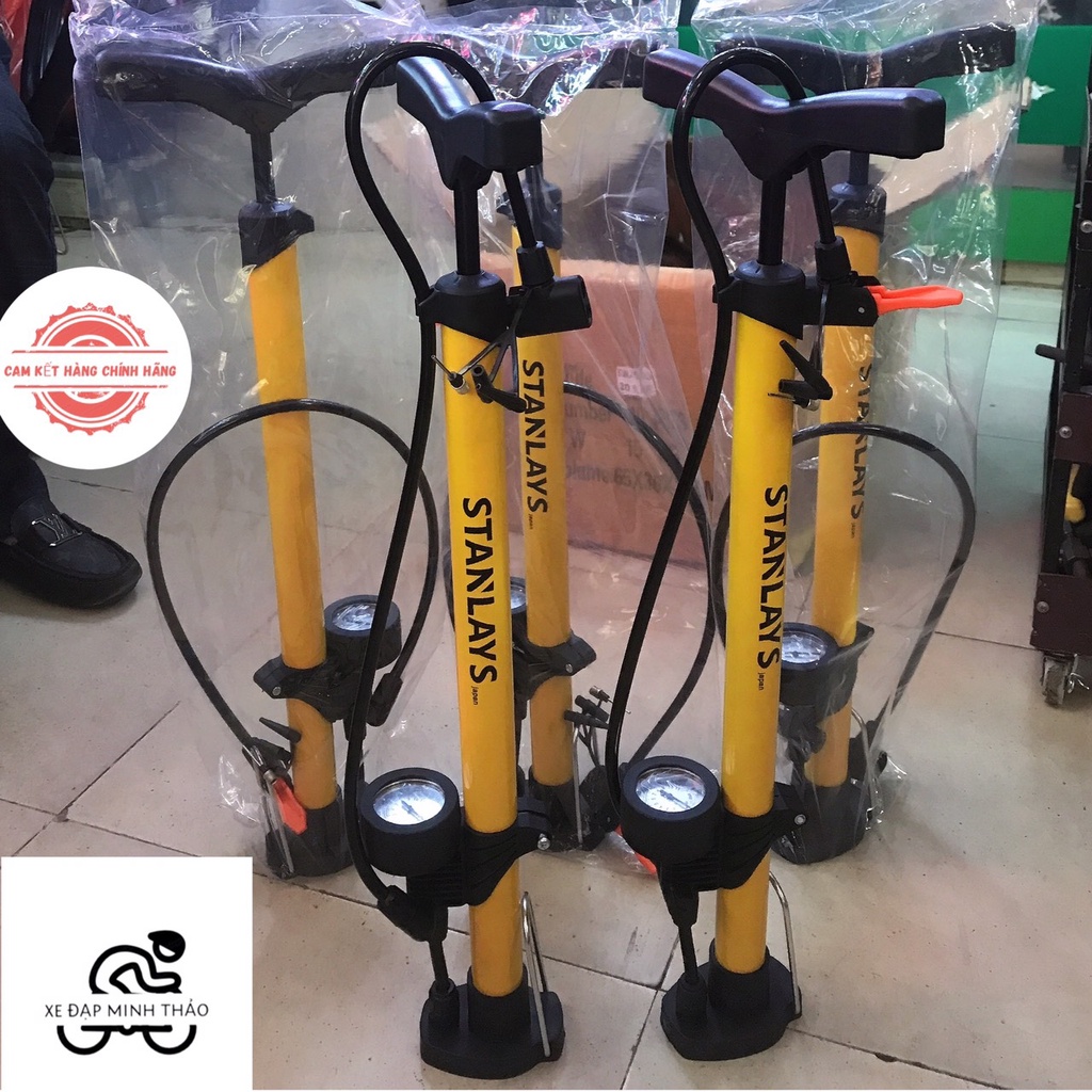 Bơm xe đạp STANLAYS có đồng hồ siêu nhẹ  có thể bơm xe máy