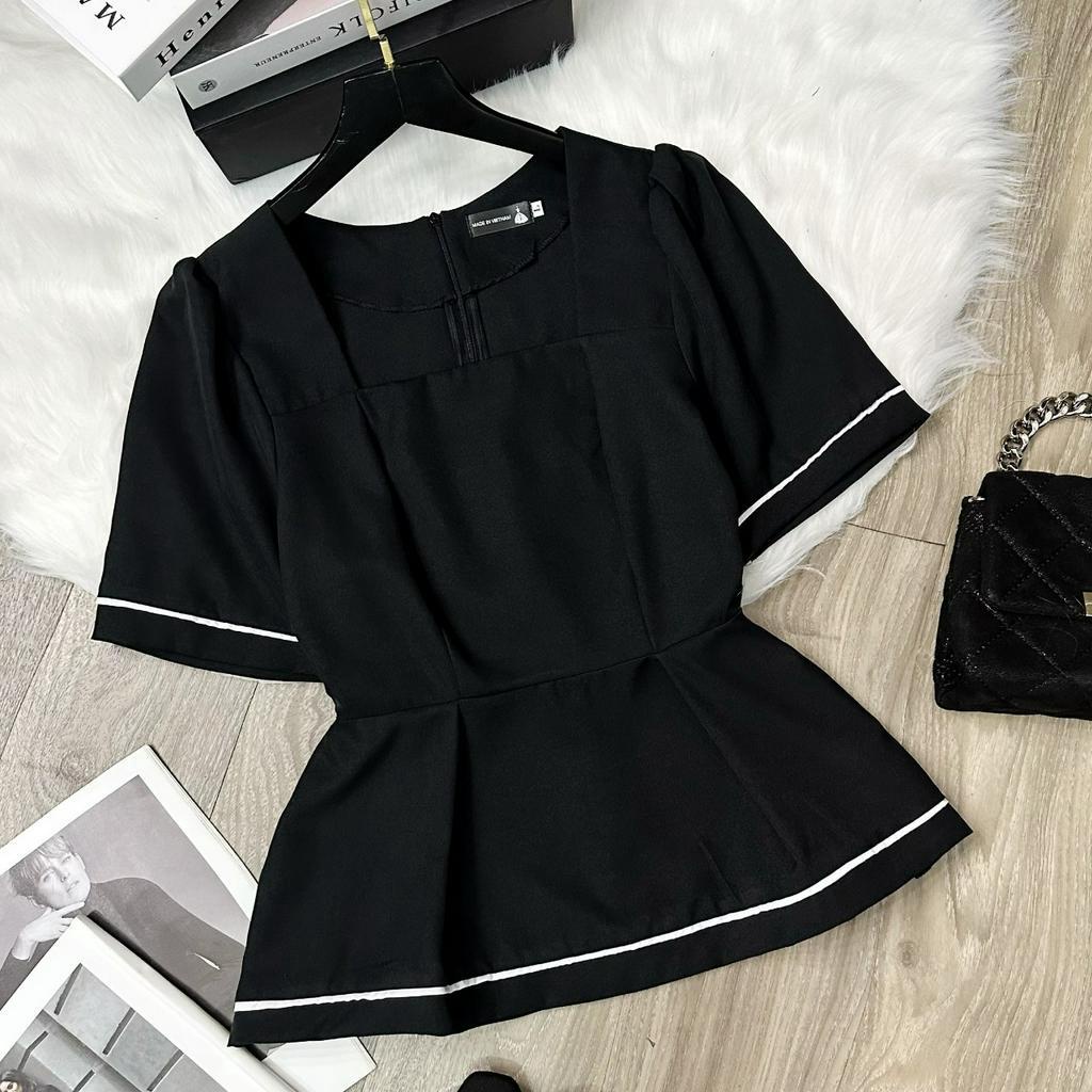 Áo bigsize nữ kiểu cổ vuông peplum viền áo dự tiệc đi chơi 50-90kg