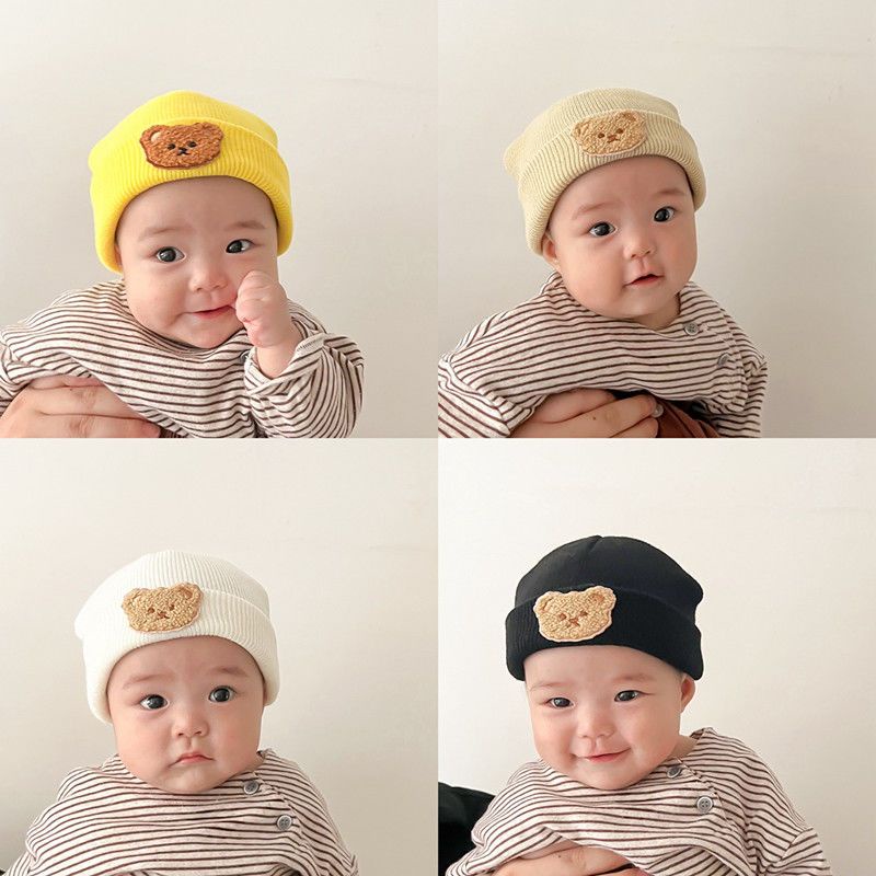 Mũ Len Dệt Kim Chui Đầu Hình Gấu Dễ Thương Cho Trẻ Em Mùa Thu / Mùa Đông
