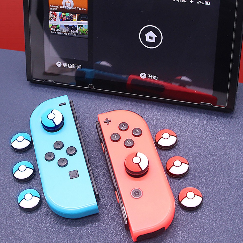 Bộ 2 đầu điều khiển bằng cao su chống trượt hình bóng Pokemon dành cho Nintendo Switch I20