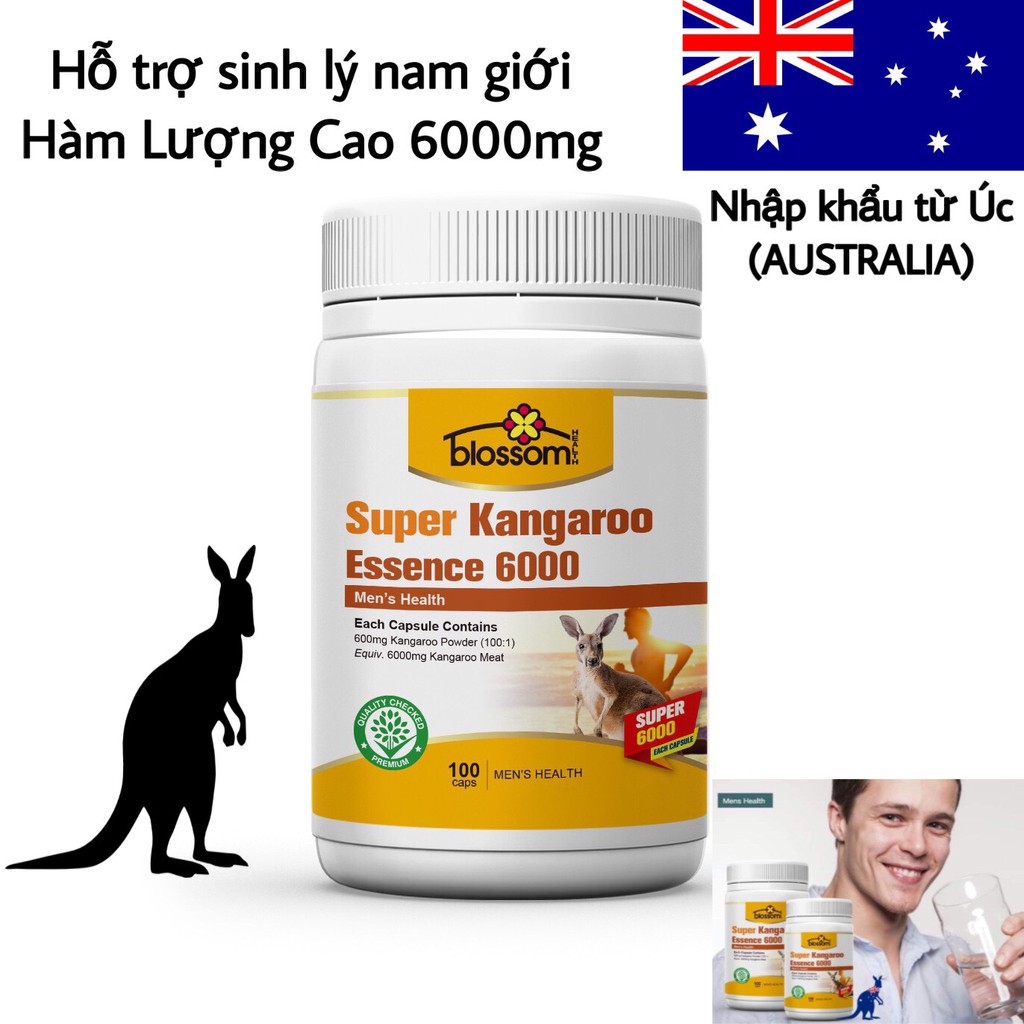 [Hàm lượng cao] Viên uống hỗ trợ Blossom Super Kangaroo Essence 6000 100V Tăng cường Sinh Lý Nam Giới.