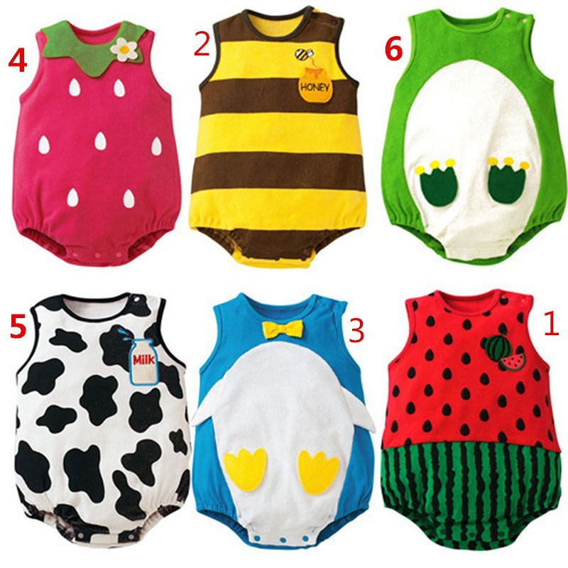 Áo liền thân nhiều hình ngộ nghĩnh cho bé sơ sinh 0-12 tháng tuổi