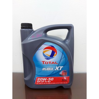 Dầu Nhớt Đa Cấp Cho Động Cơ Ô Tô DIESEL Có TURBO Tăng Áp TOTAL RUBIA XT 20W50 5 Lít