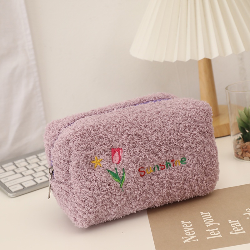 Túi Đựng Bút Bằng Vải Nhung Mềm Hình Chú Gấu Dễ Thương Ốp