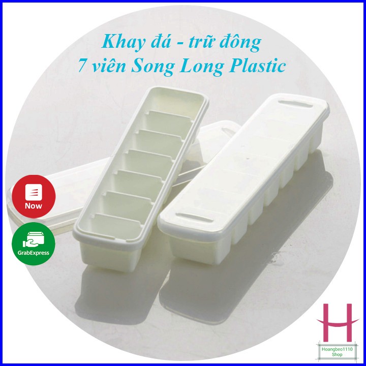 Khay đá 7 viên - khay trữ đông - đồ ăn dặm có nắp đậy Song Long Plastic { H }