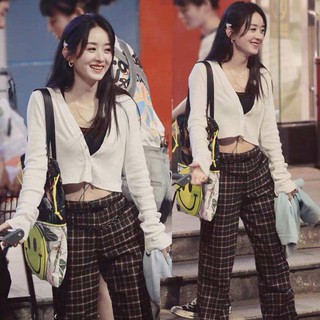 Set bộ áo len croptop + quần kẻ sọc thời trang Triệu Lệ Dĩnh (HÀNG ORDER_CHAT VỚI SHOP TRƯỚC KHI ĐẶT HÀNG)