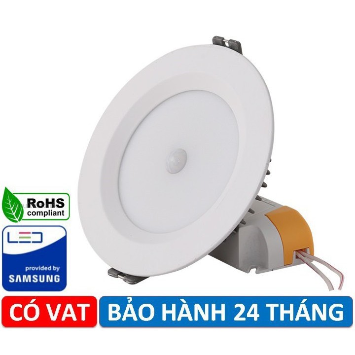 Đèn LED âm trần cảm biến 7W Rạng Đông, khoét lỗ 90mm, vỏ nhôm đúc