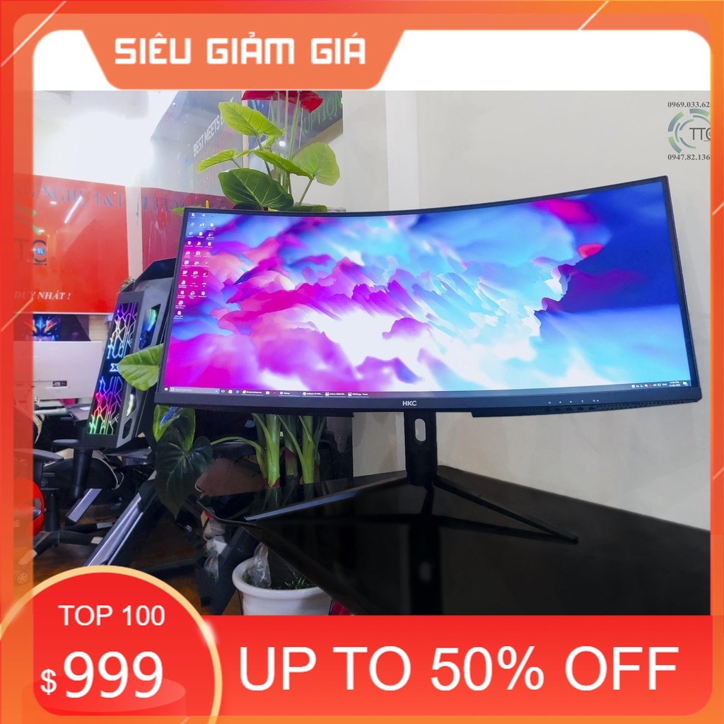Màn Hình Máy Tính HKC 34inch 21:9, độ phân giải UWQHD 4k , 100hz cong new fullbox 100%