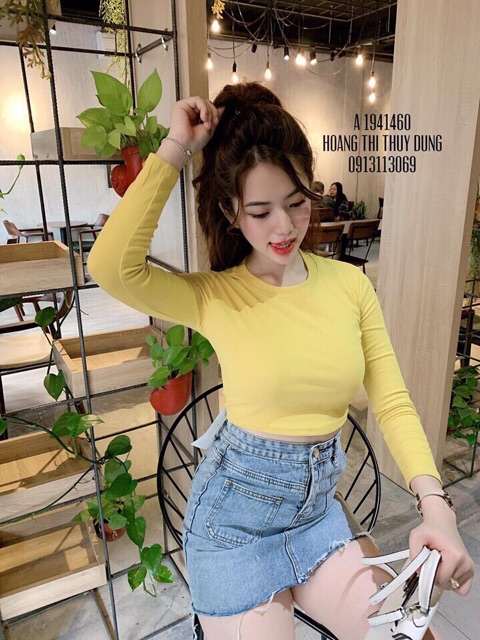 [ Mã WASTRUN4 giảm 10% tối đa 30K đơn 99K] Áo phông, Áo thun dáng Crop trơn dài tay NhiNhiShop | BigBuy360 - bigbuy360.vn