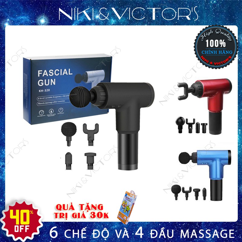 Súng Massage Cơ Bắp 4 Đầu 6 Chế Độ Mini Fascial Gun Chính Hãng